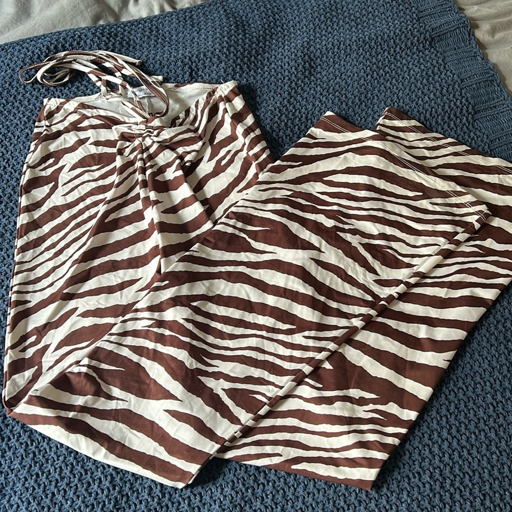 Flare Leg Zebra Print Pants